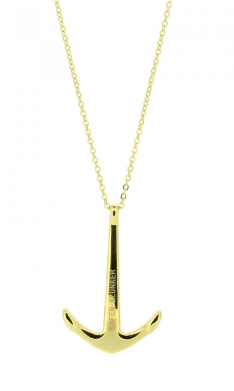 Kette Damen Mit Anker Anhänger Edelstahl Gold Matt Halskette (40+5 cm) Schmuck perfekt geeignet als Geschenk