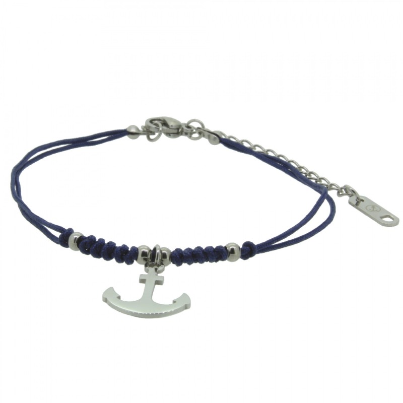 HAFEN-KLUNKER HARMONY Anker Armband 110413 Textil Edelstahl Blau Silber