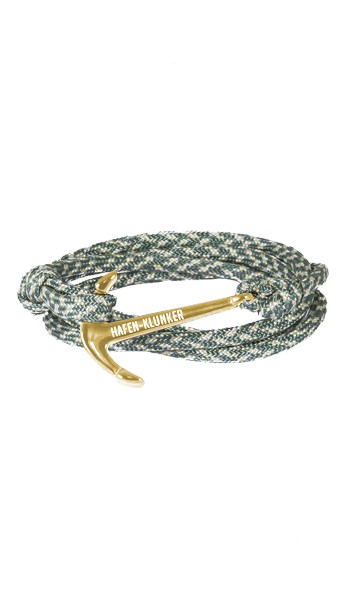 Armband Anker Damen In Gold & Grün-Meliert Edelstahl & Nylon -  Wickelarmband verstellbar, tolles Geschenk Für Frauen | Hafenklunker