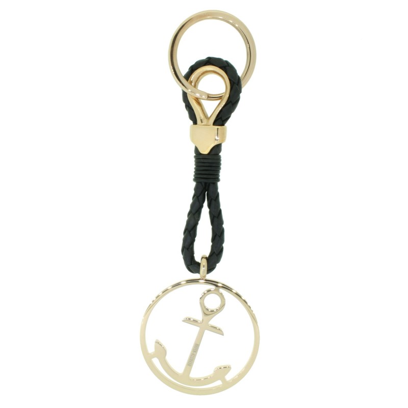 HAFEN-KLUNKER Sailor Collection Schlüsselanhänger rund mit Anker 110568 Leder Edelstahl schwarz rosegold